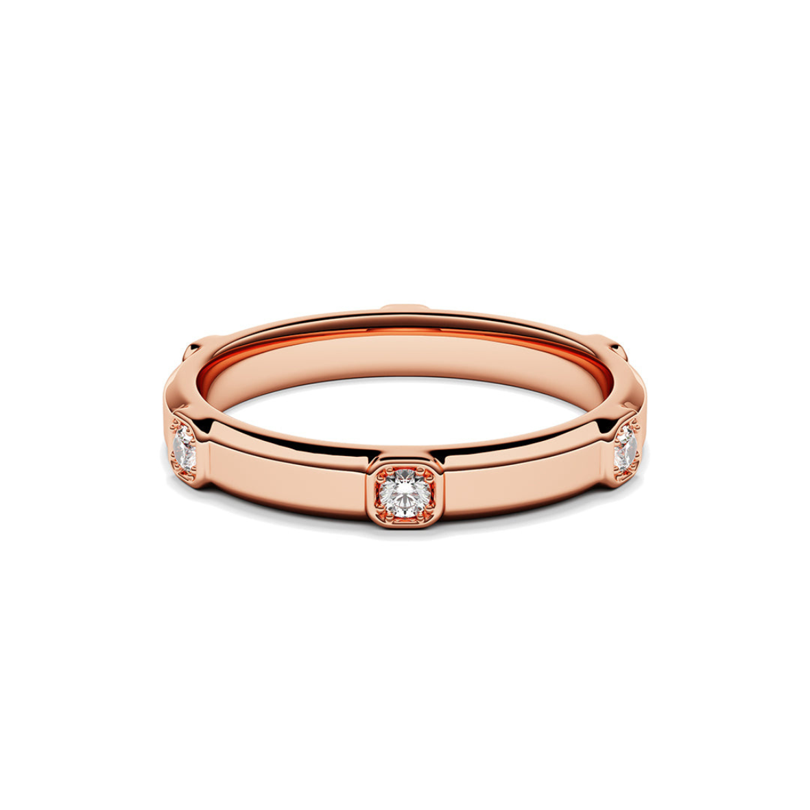 Rose gold ring with round brilliant cut diamonds
