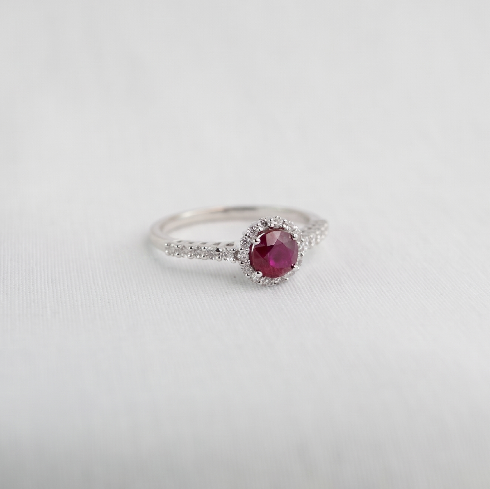 Natural Ruby Halo style ring