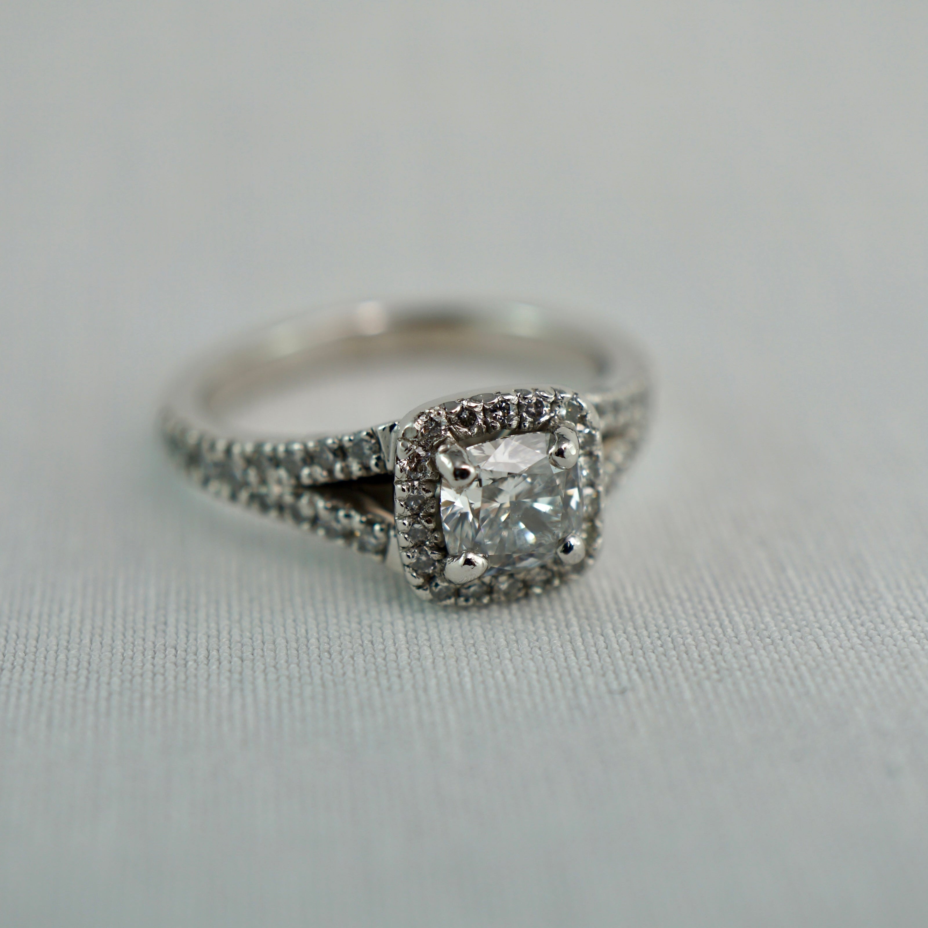 Cushion Cut Diamond Halo Engagement Ring