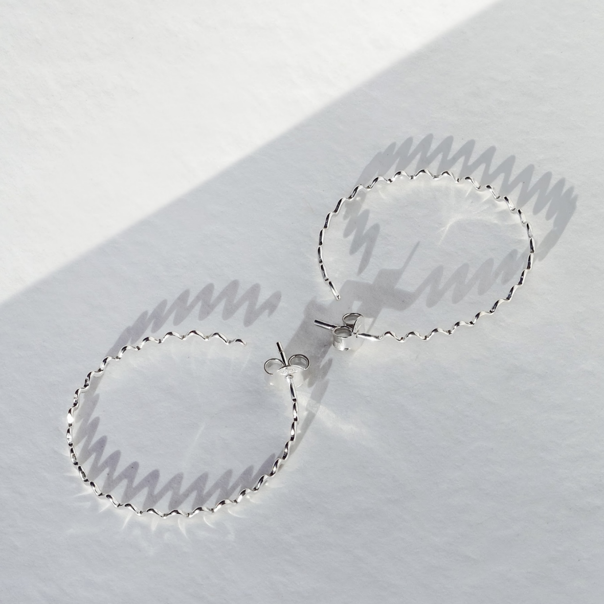 Large Crinkle Hoops | Sterling Silver Earrings