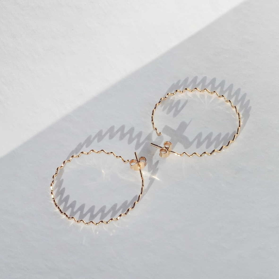 Gold Plated Sterling Silver Crinkle Hoops by Daria Fox