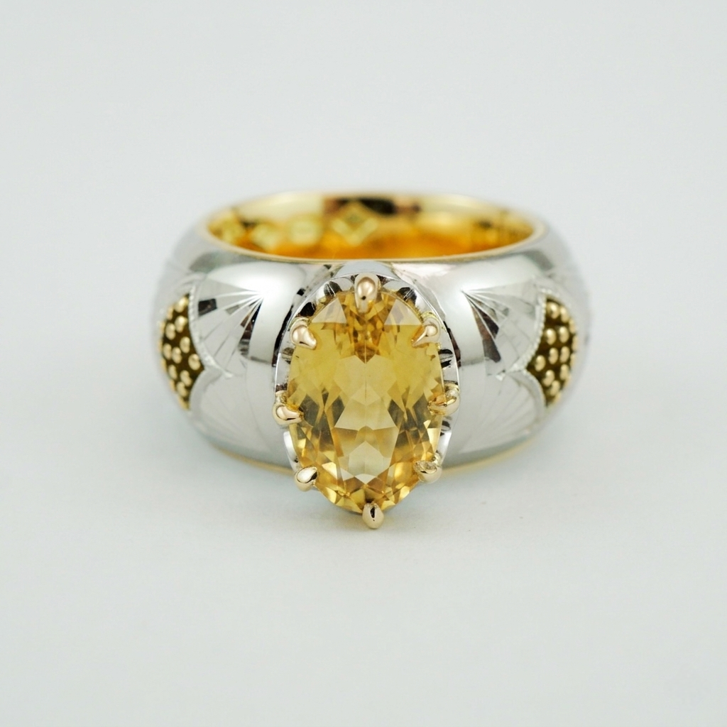 Handmade Natural Yellow Sapphire Dress Ring by Terry Cockrem