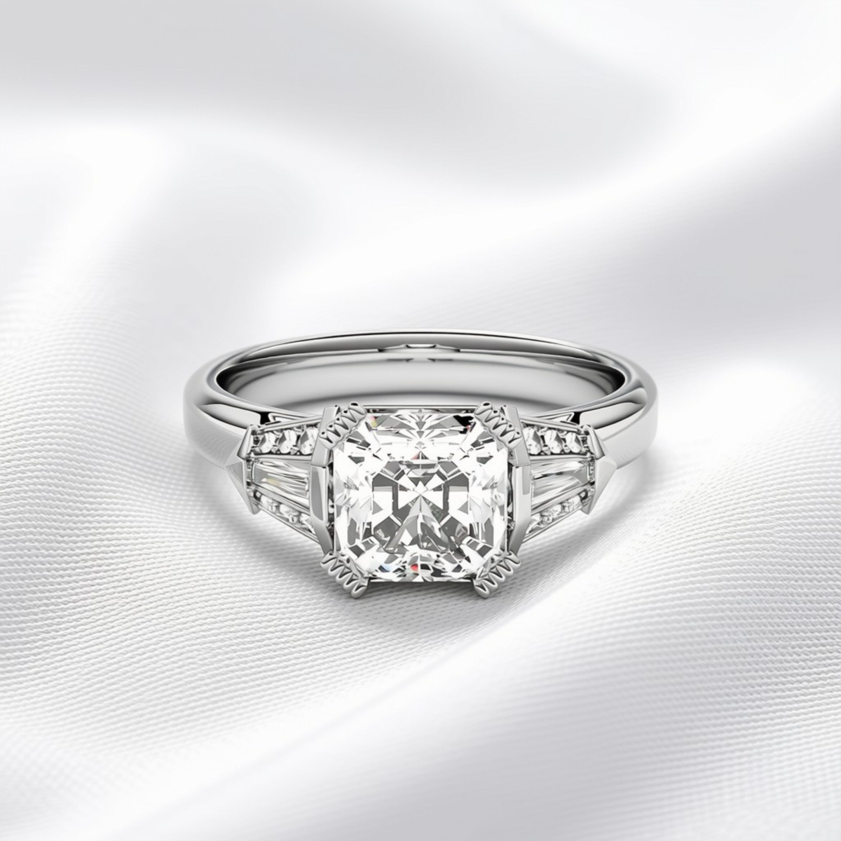 Estelle 06 - Asscher Cut Diamond Art Deco Ring