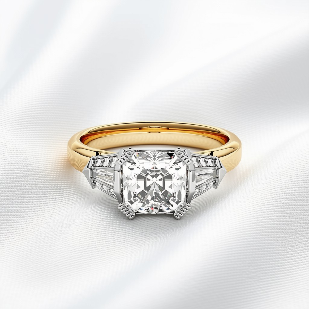 Estelle 06 - Asscher Cut Diamond Art Deco Ring