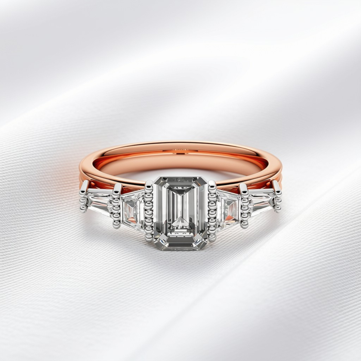 Grace 06 - Emerald Cut Diamond Art Deco Ring
