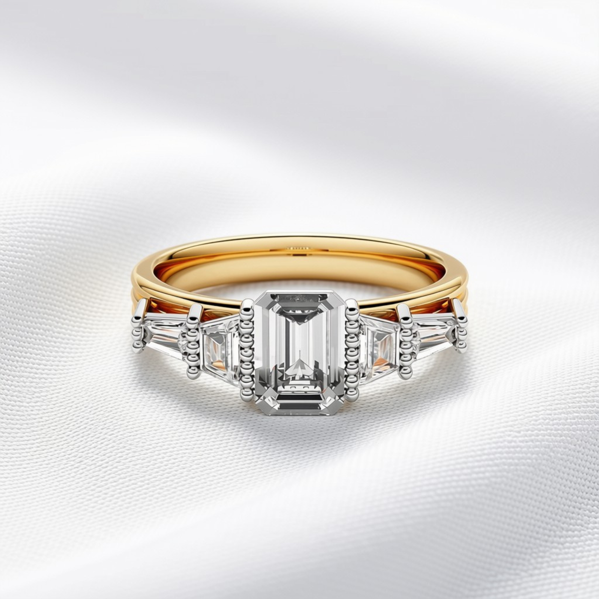 Grace 06 - Emerald Cut Diamond Art Deco Ring