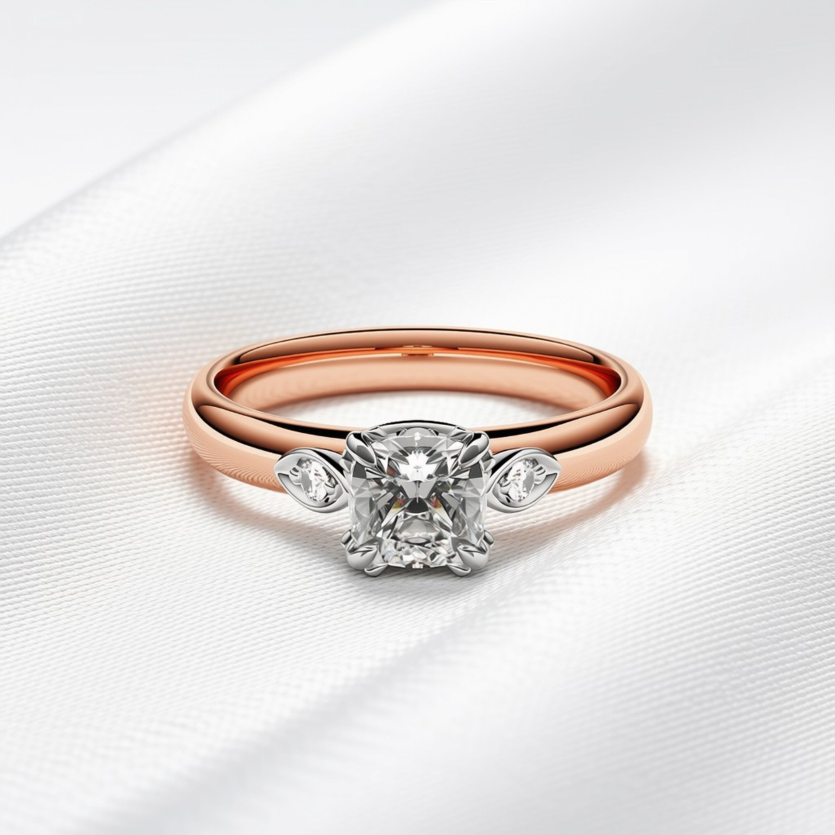 Olivia 04 - Cushion Cut Diamond Trilogy Engagement Ring
