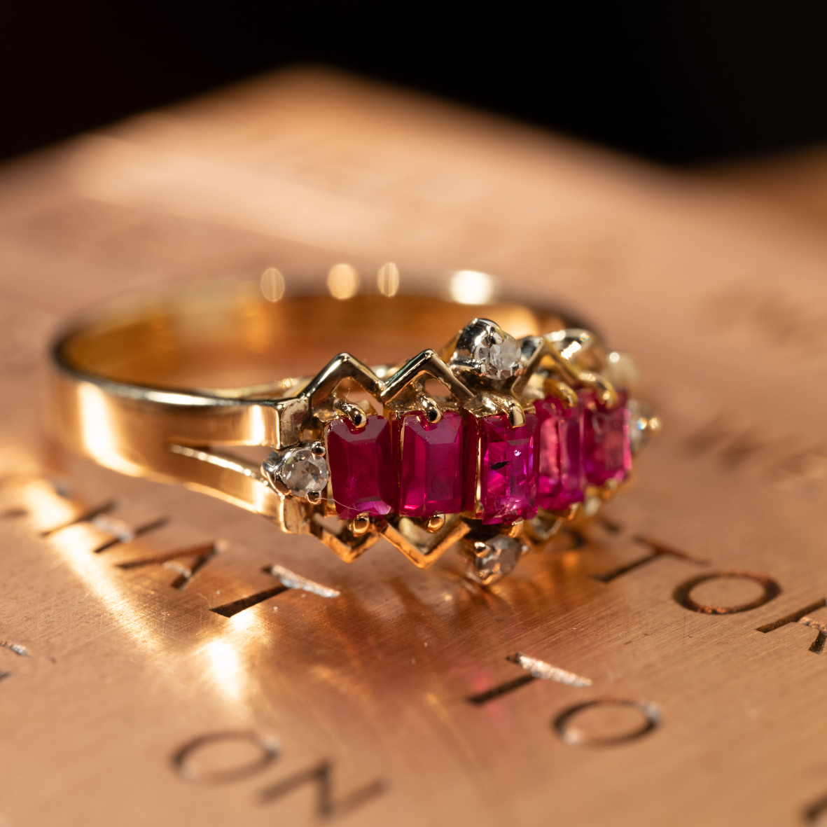 Vintage Ruby Ring Gold Edwardian Style