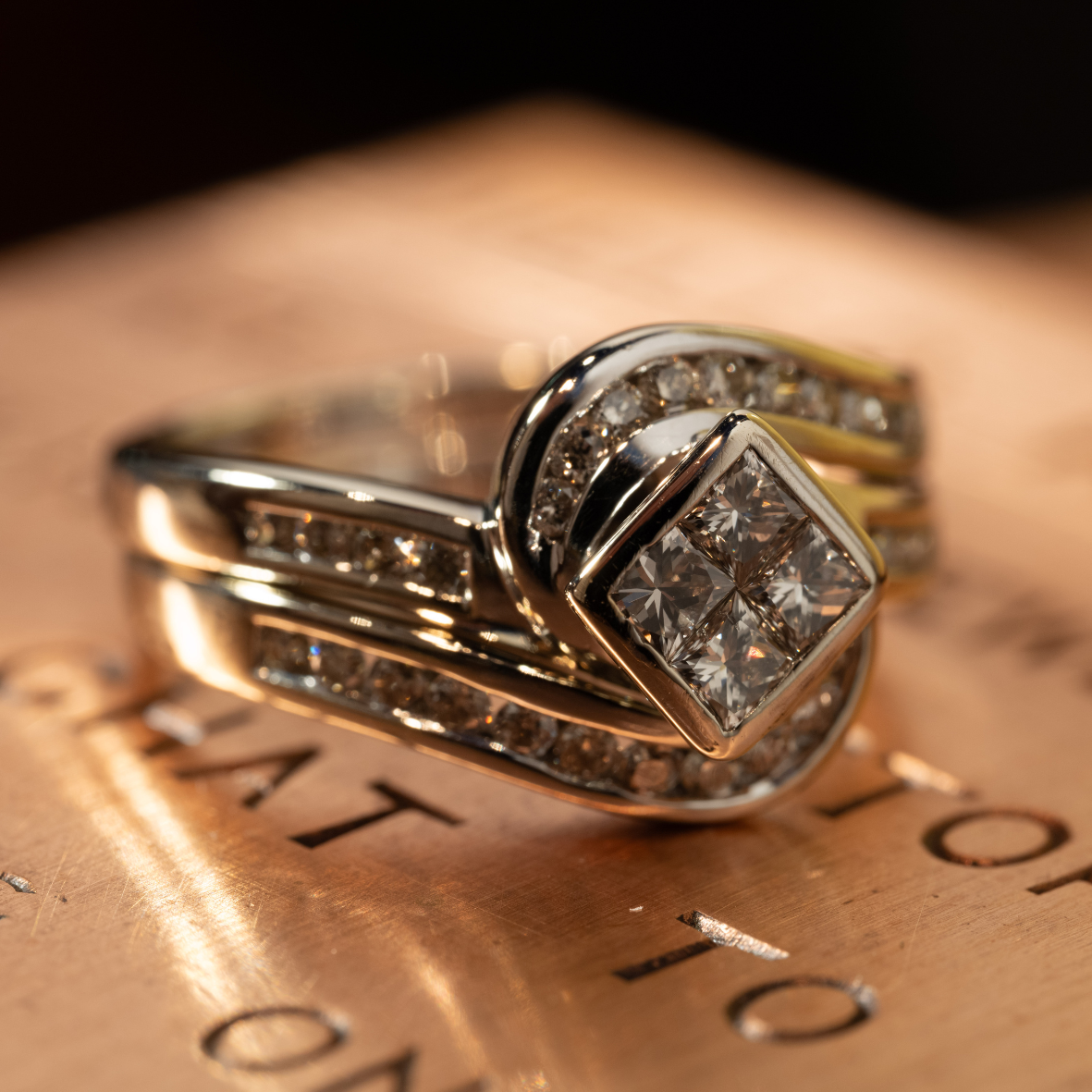 Diamond Engagement Ring Set Swirl Style