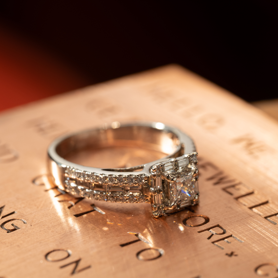 Princess Cut Diamond Halo Engagement Ring