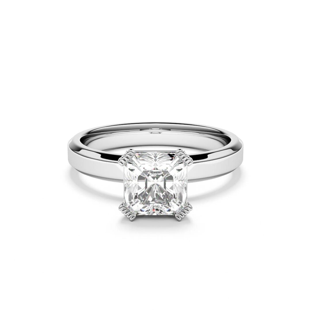 Platinum ring with asscher cut diamonds
