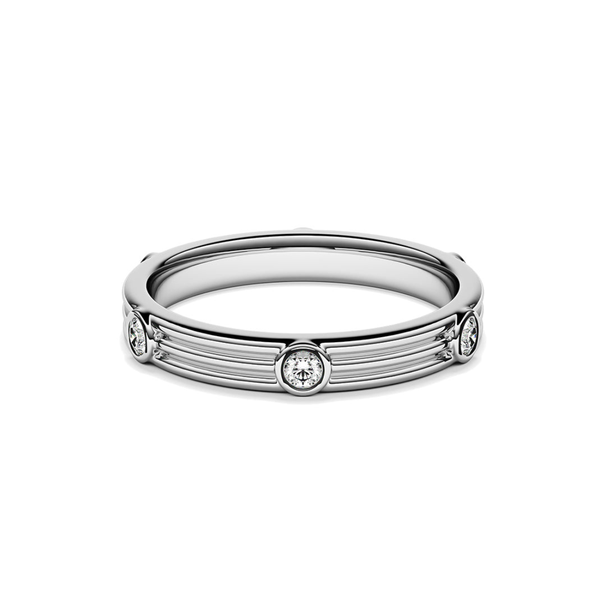 Platinum ring with round brilliant cut diamonds