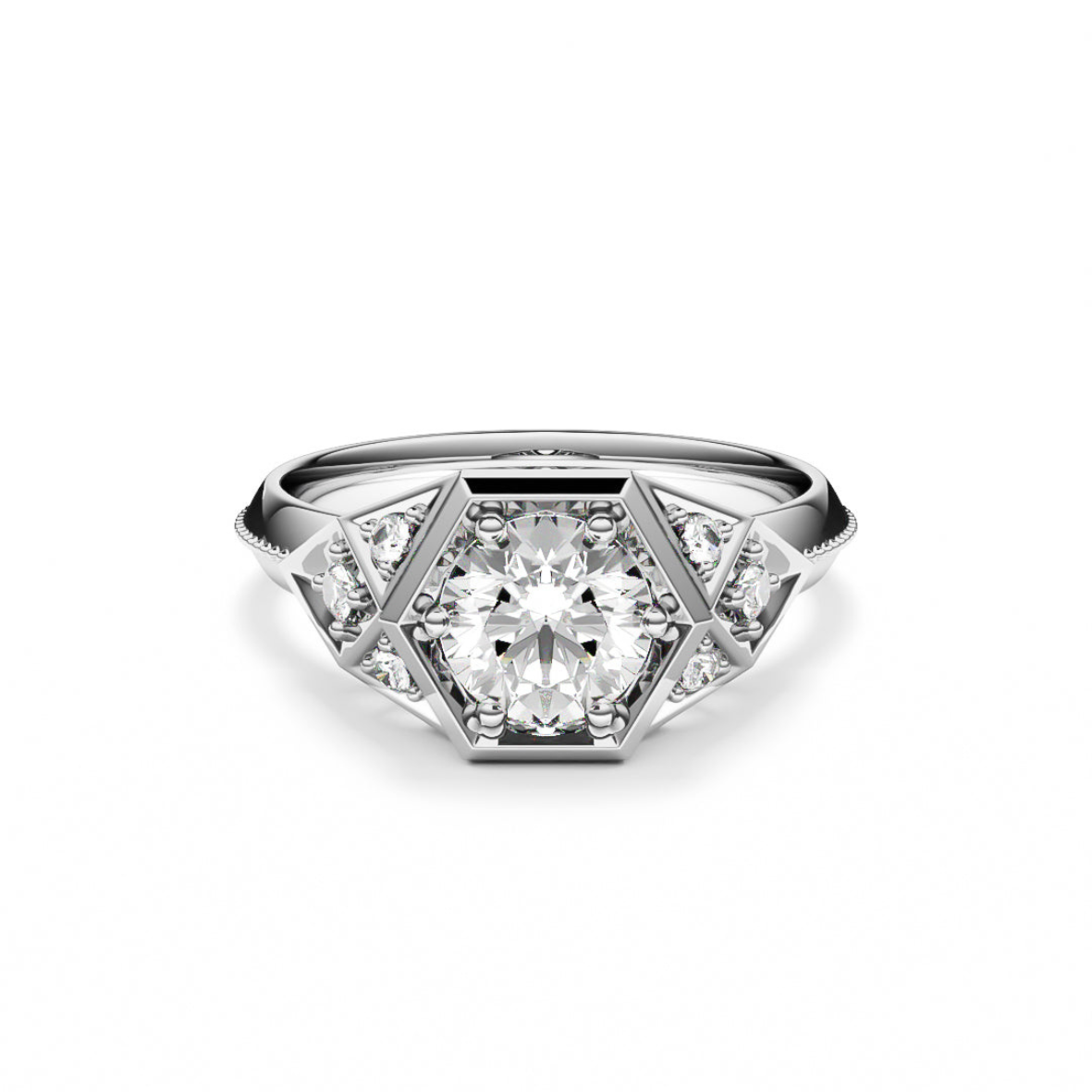Platinum ring with round brilliant cut diamonds