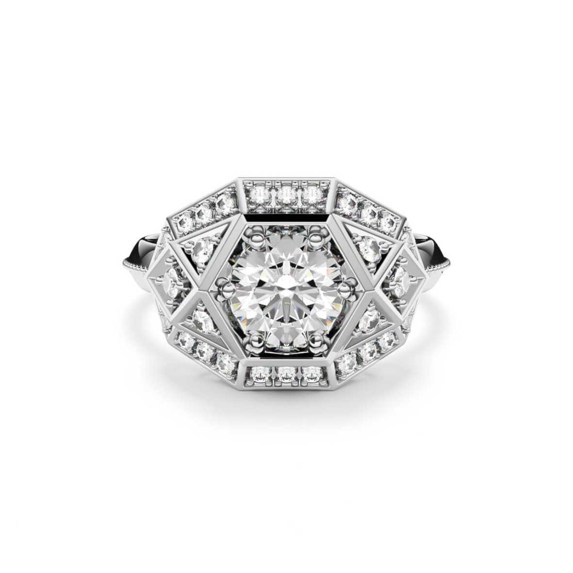 Platinum ring with round brilliant cut diamonds