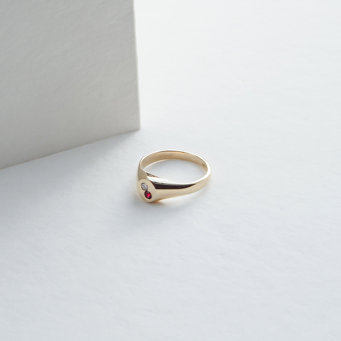 Gold Pink Infinity Signet Ring
