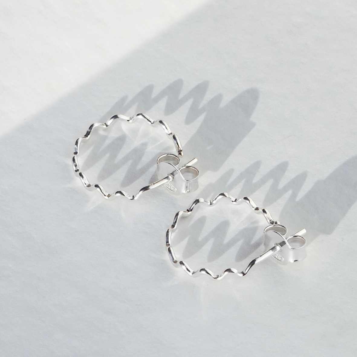 Small Crinkle Hoops made of sterling silver