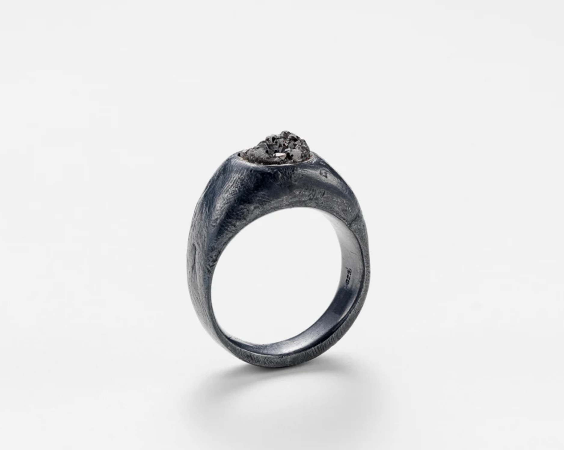 Silver sterling and black quartz protector ring by Daria Fox