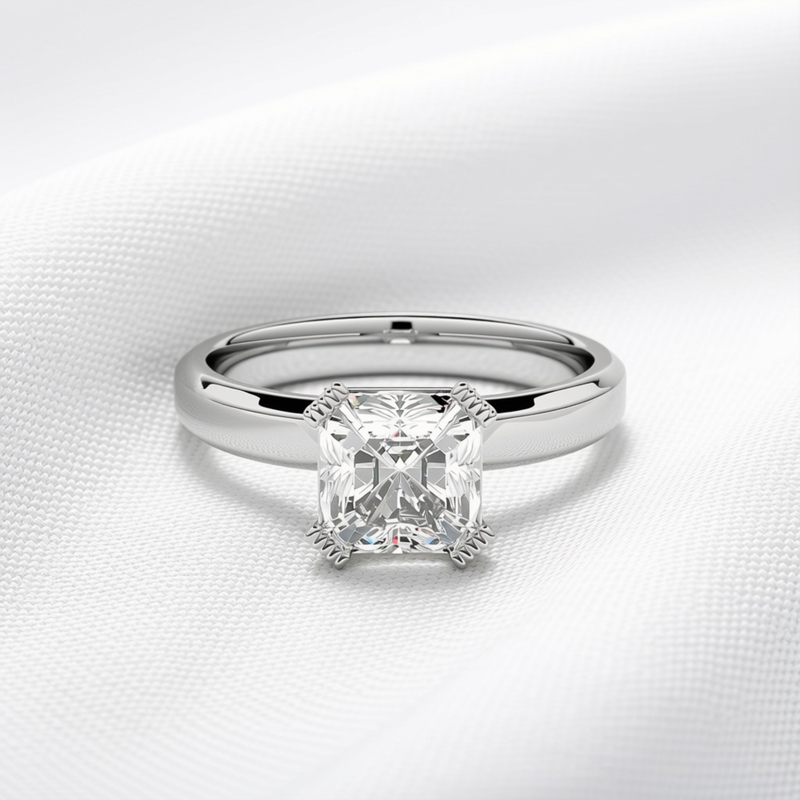 Estelle 03 - Asscher Cut Solitaire Diamond Engagement Ring