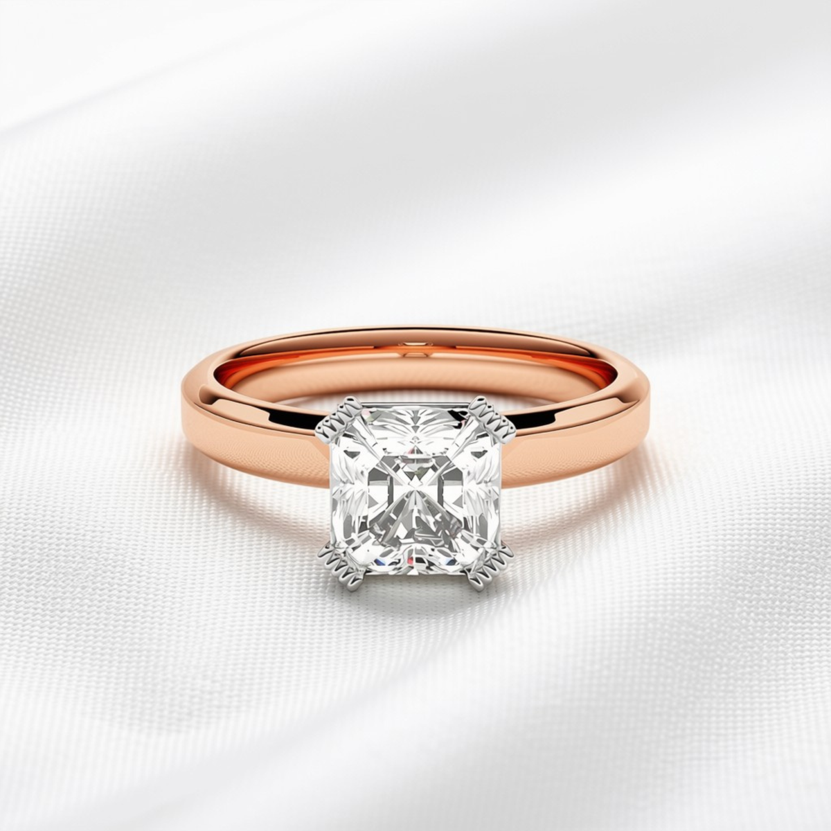 Estelle 03 - Asscher Cut Solitaire Diamond Engagement Ring