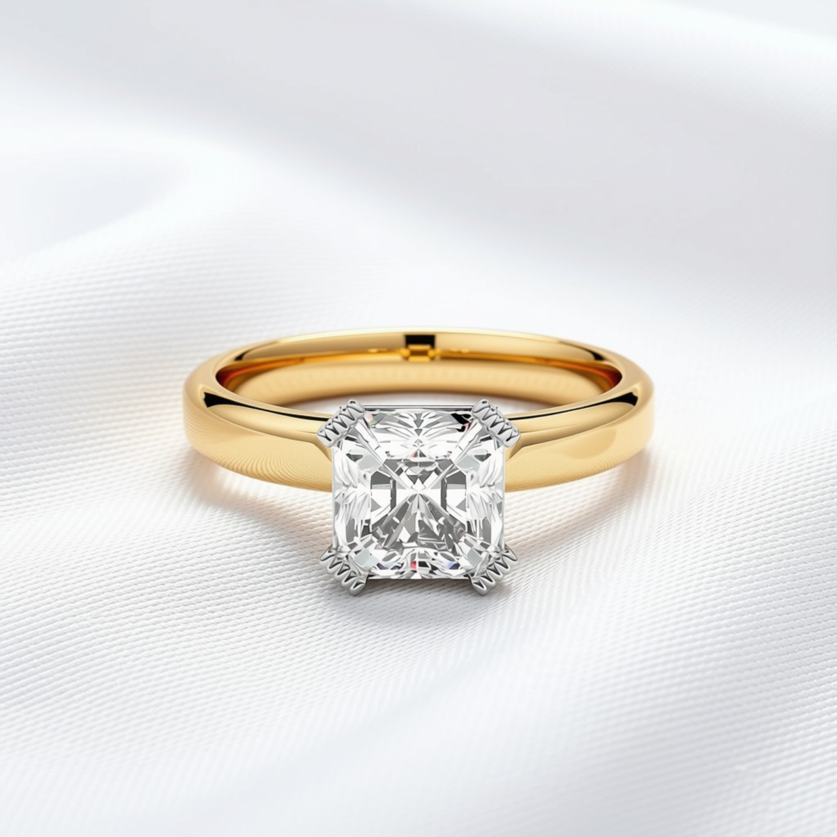 Estelle 03 - Asscher Cut Solitaire Diamond Engagement Ring