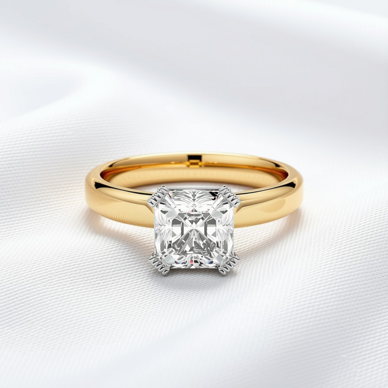 Estelle 03 - Asscher Cut Solitaire Diamond Engagement Ring