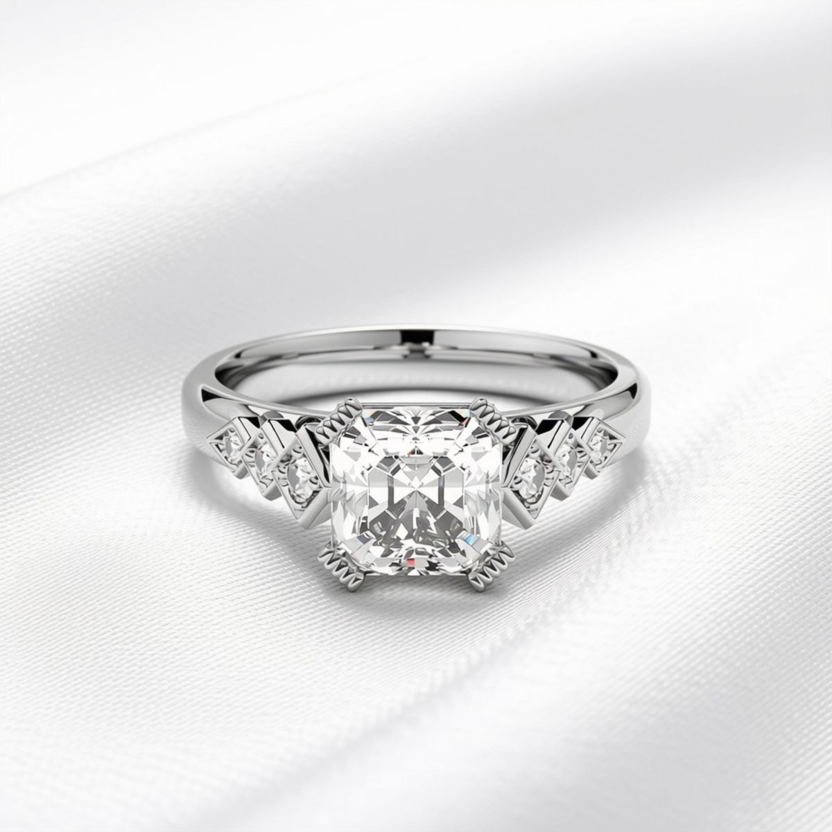 Estelle 04 - Asscher Cut Diamond Art Deco Engagement Ring