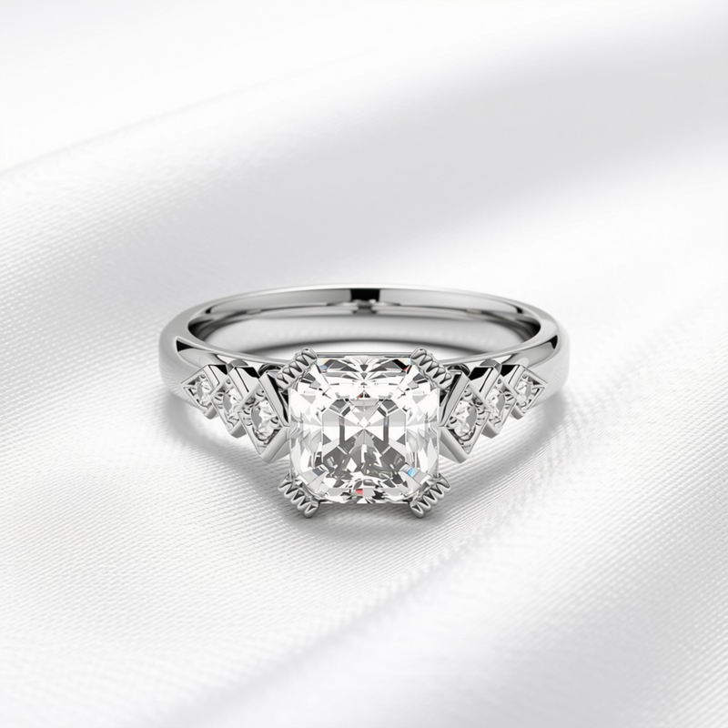 Estelle 04 - Asscher Cut Diamond Art Deco Engagement Ring