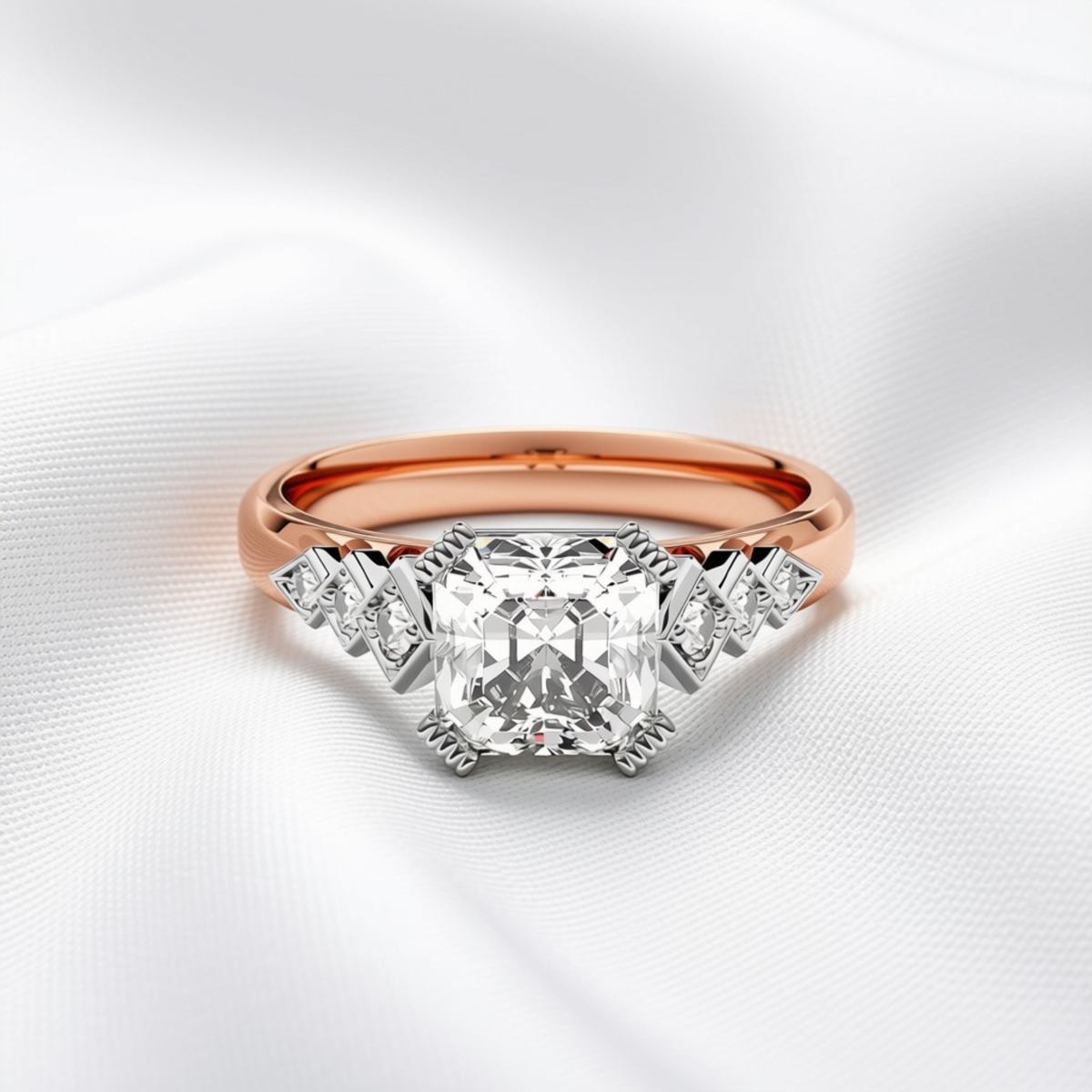 Estelle 04 - Asscher Cut Diamond Art Deco Engagement Ring