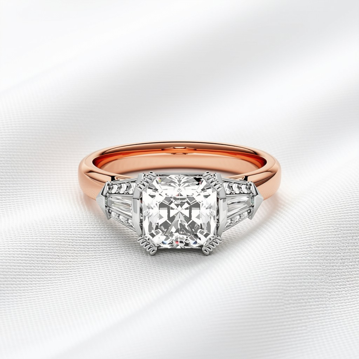 Estelle 06 - Asscher Cut Diamond Art Deco Ring