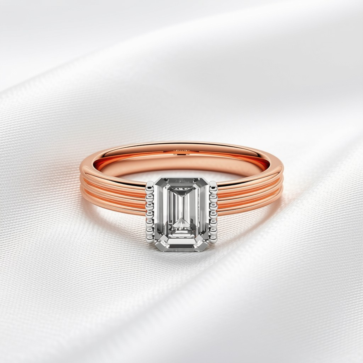 Grace 03 - Emerald Cut Diamond Solitaire Engagement Ring