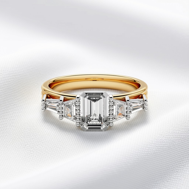 Grace 06 - Emerald Cut Diamond Art Deco Ring