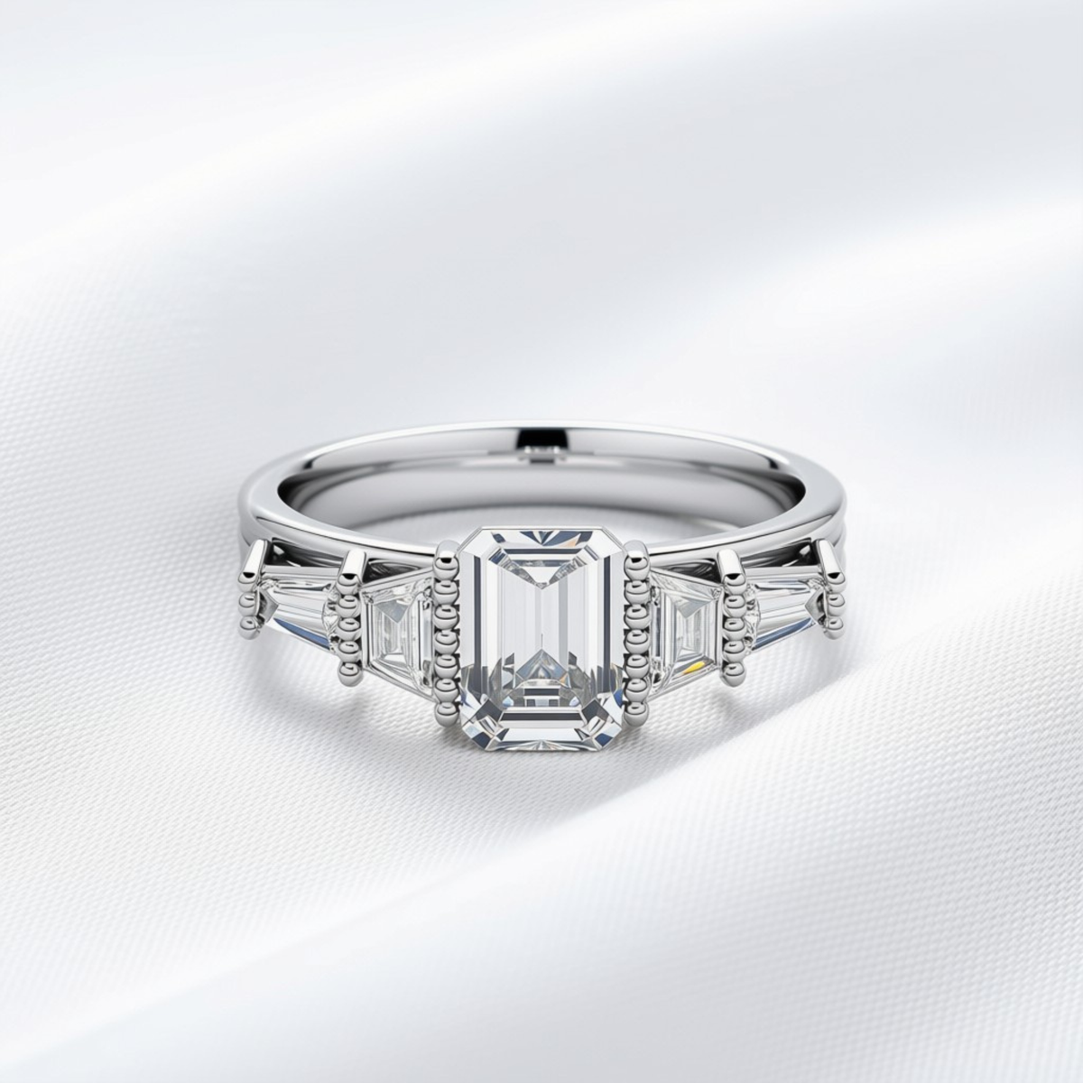 Grace 06 - Emerald Cut Diamond Art Deco Ring