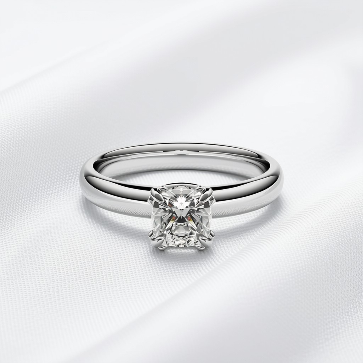 Olivia 03 - Cushion Cut Diamond Solitaire Engagement Ring