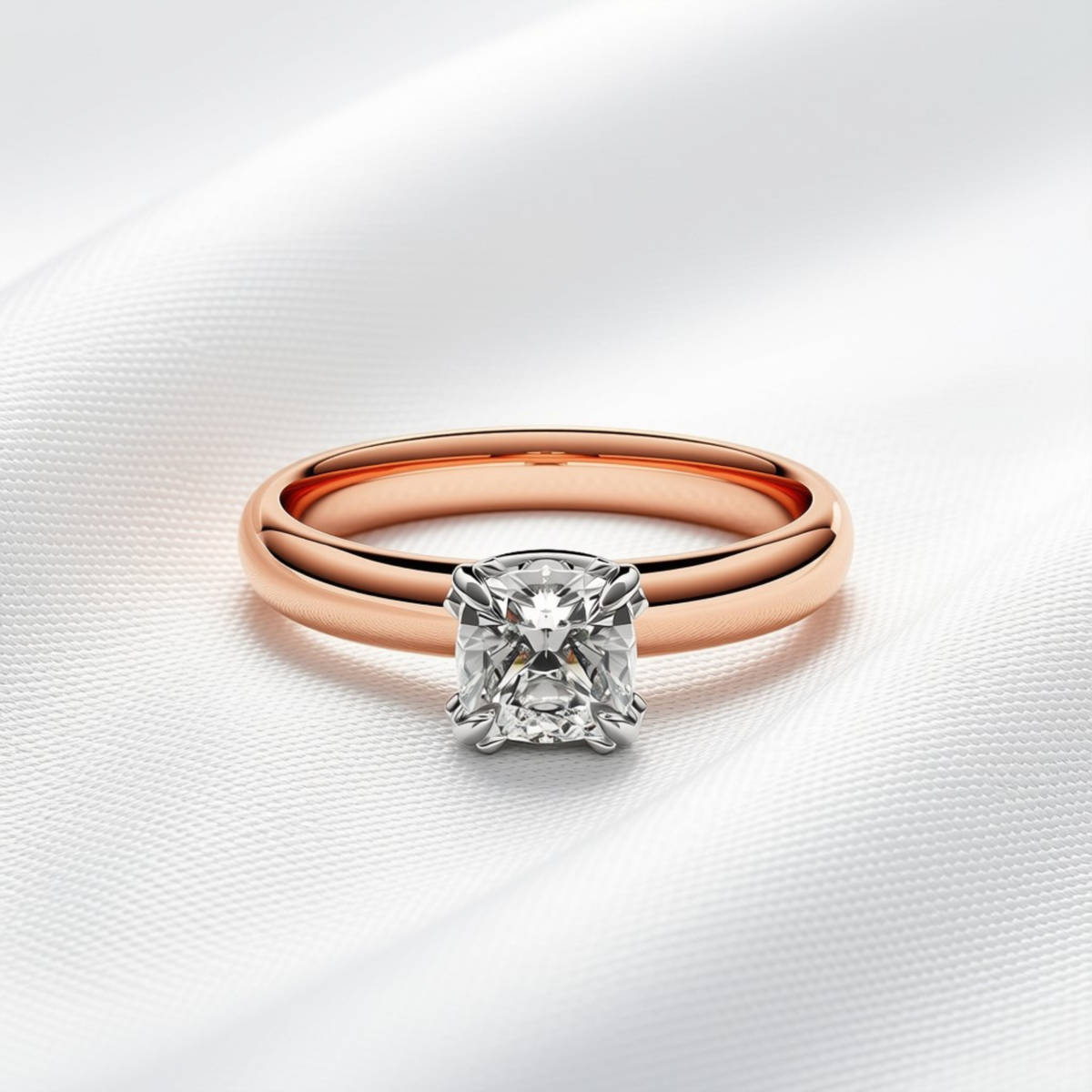 Olivia 03 - Cushion Cut Diamond Solitaire Engagement Ring