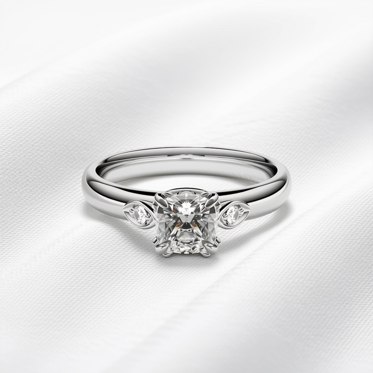 Olivia 04 - Cushion Cut Diamond Trilogy Engagement Ring