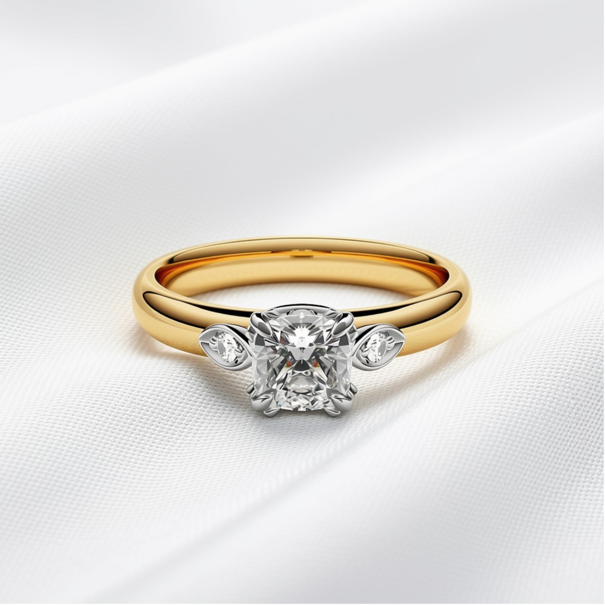Olivia 04 - Cushion Cut Diamond Trilogy Engagement Ring