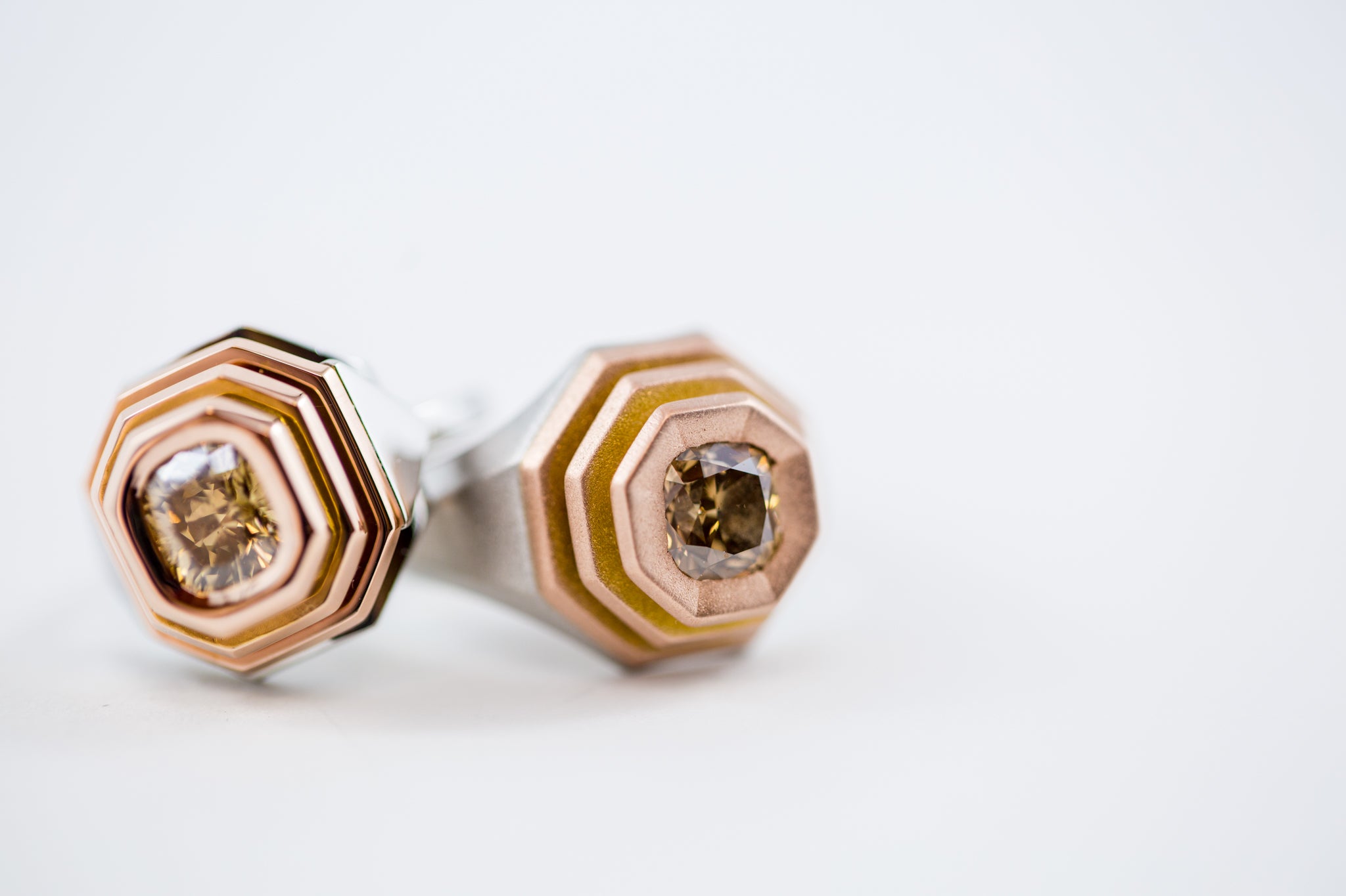 Custom gold rings with sapphire stones