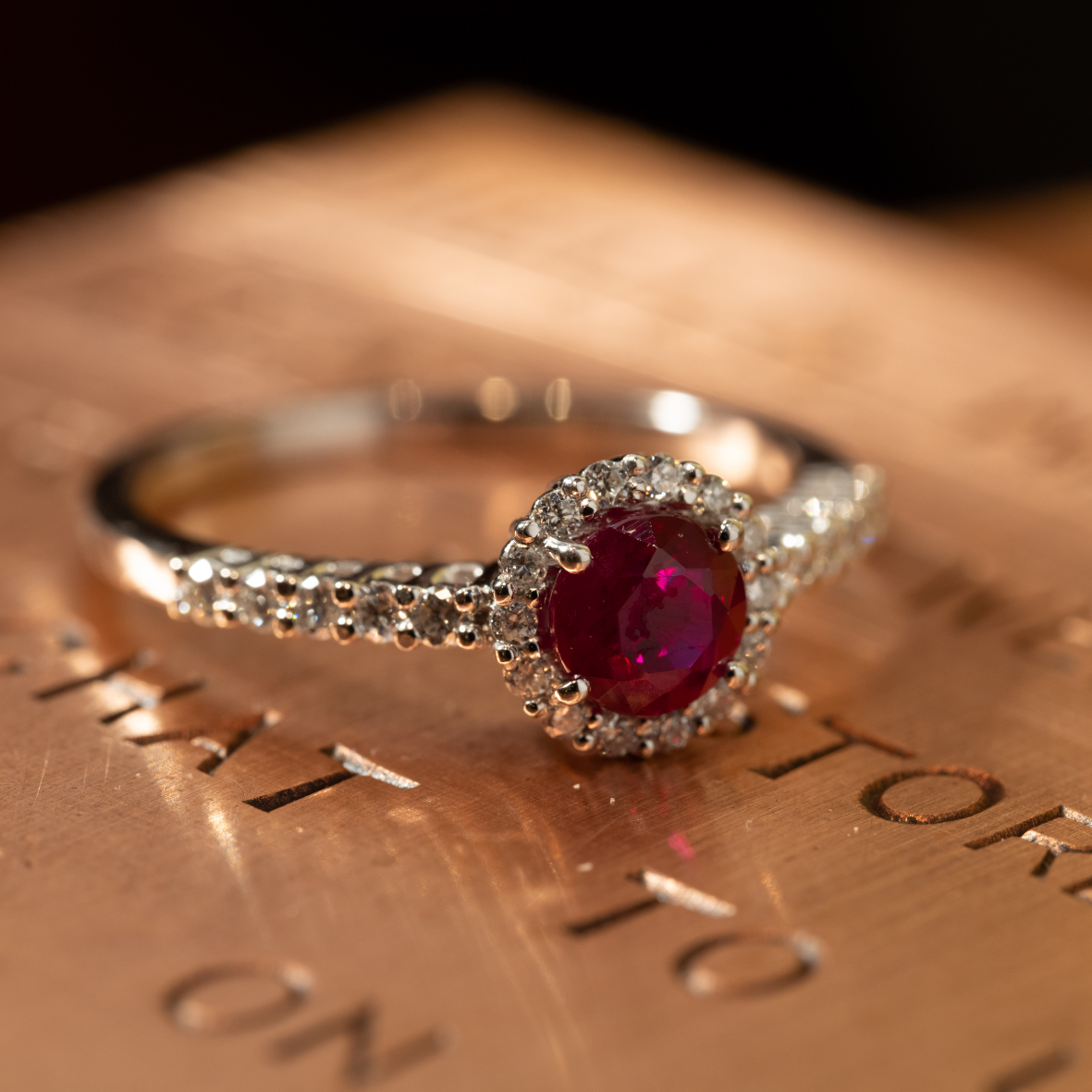 Natural Ruby Halo style ring