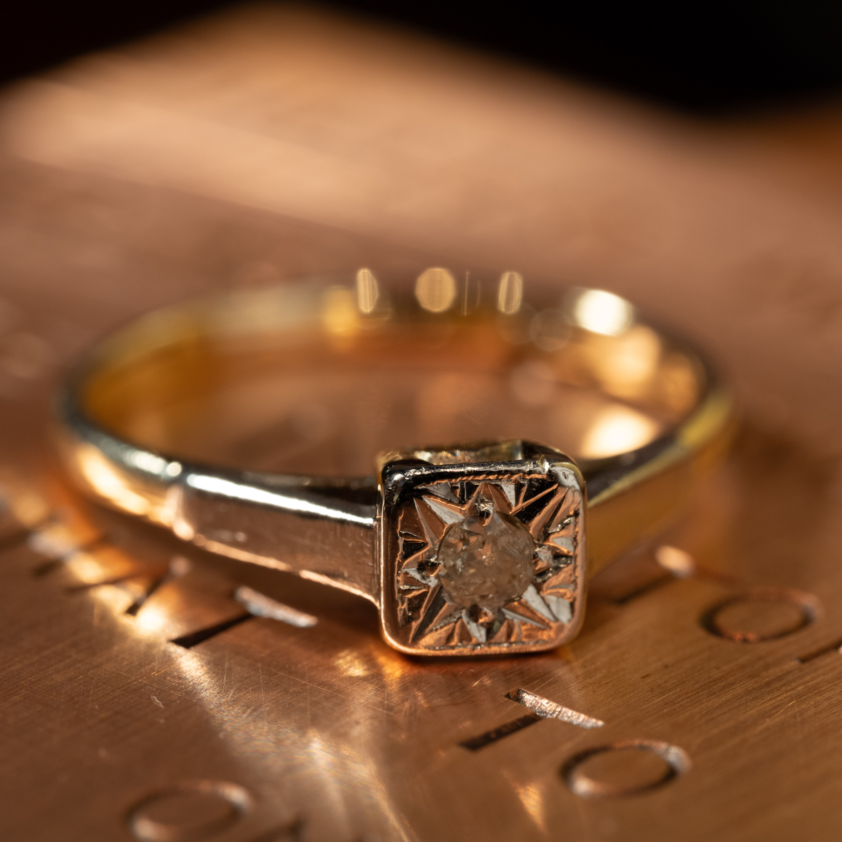 Vintage Star Set Solitaire Diamond Ring