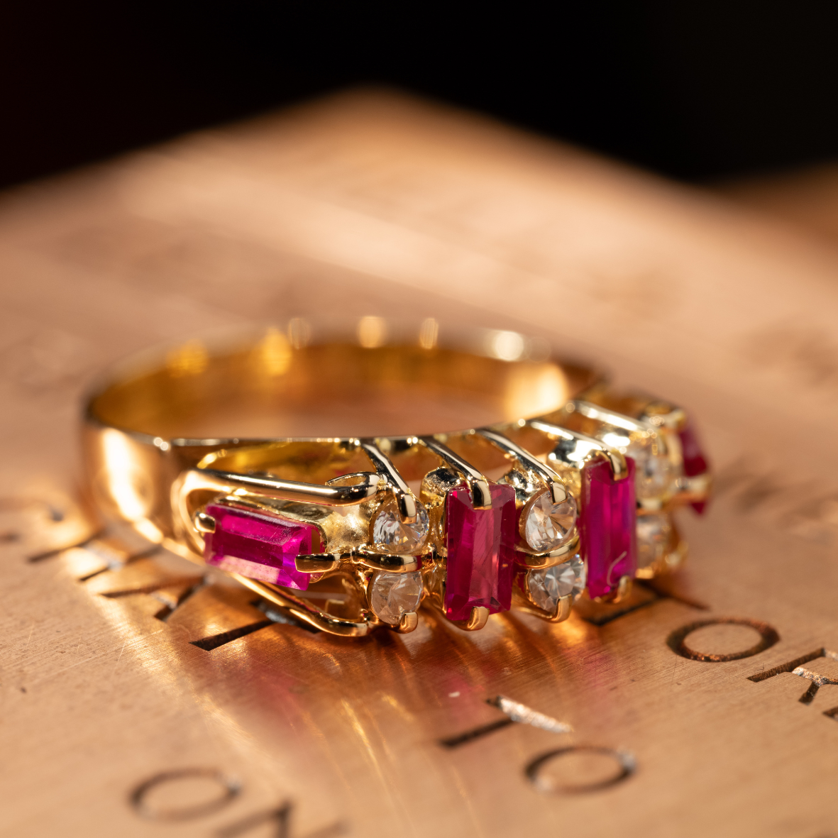 Vintage Ruby and Diamond Ring Gold Edwardian Style